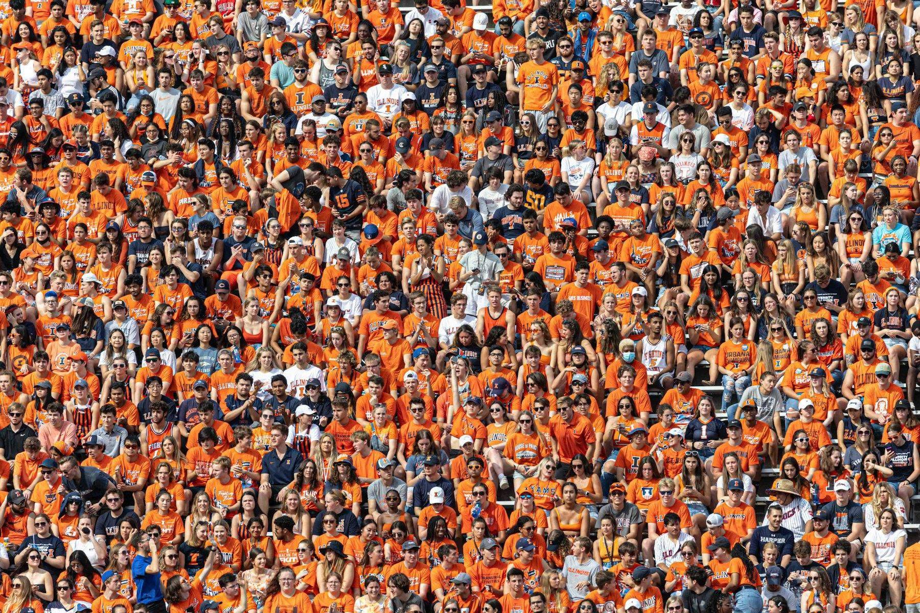 A packed student section